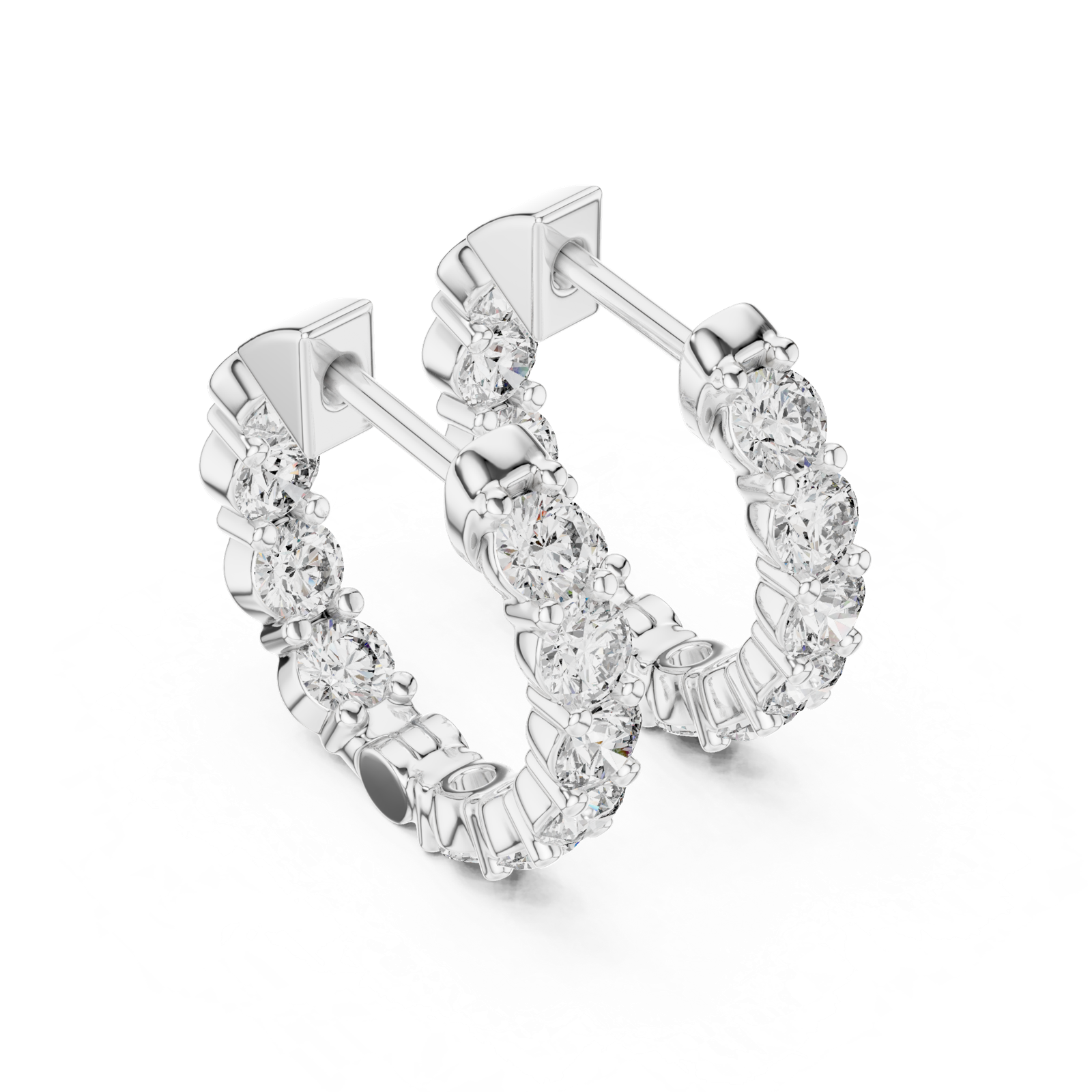Gold Earrings GER-0372, White Gold, view 2