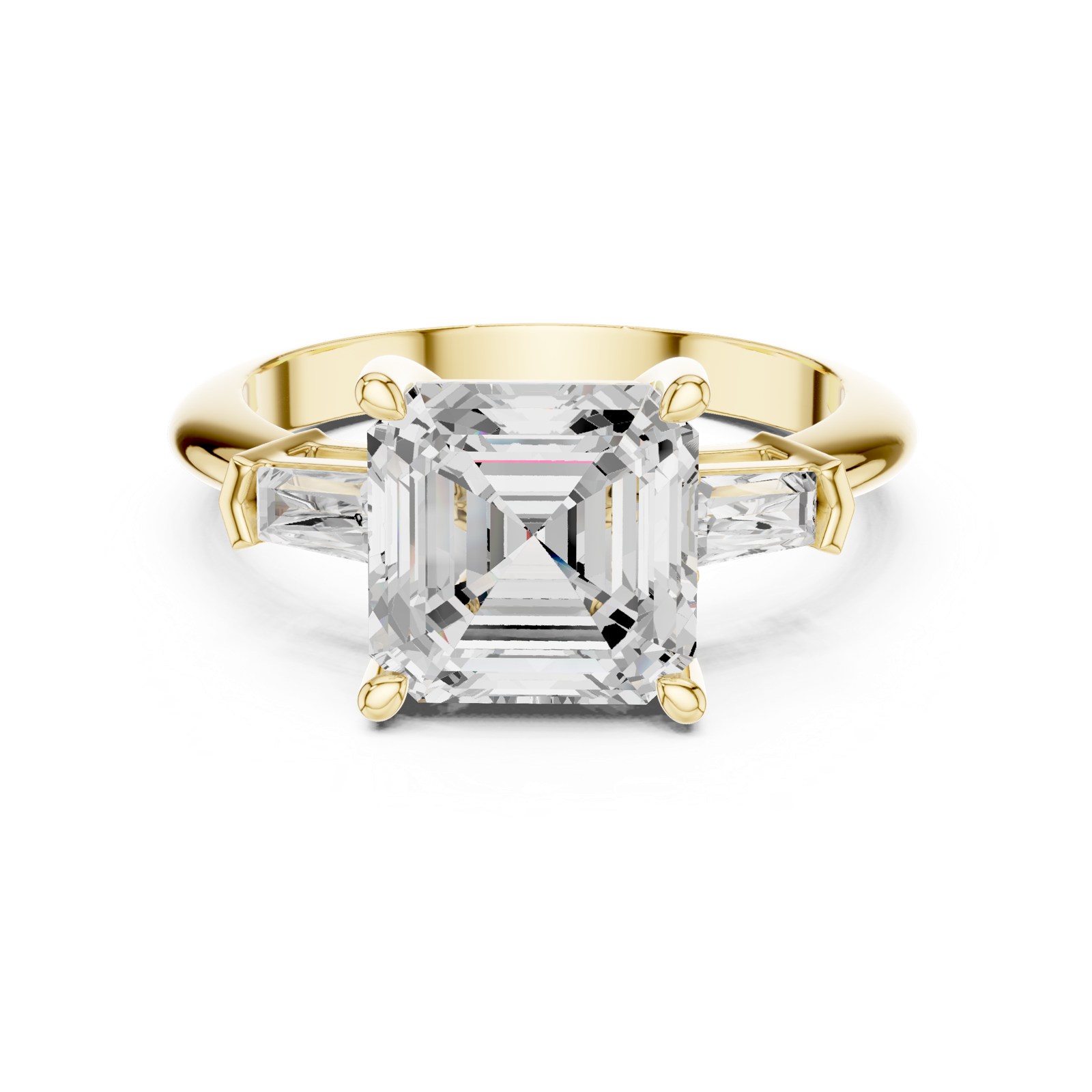 Gold Jewelry, Asscher center stone, Yellow Gold, view 4