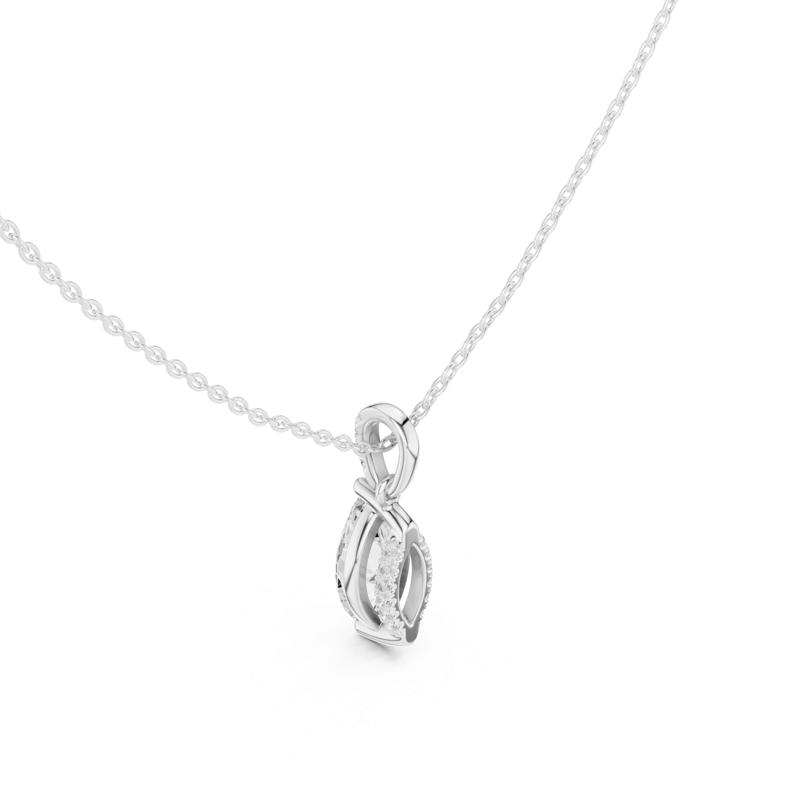 Gold Jewelry DDPO-009, Marquise center stone, White Gold, view 2