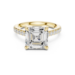 Gold Ring, Asscher center stone, Yellow Gold, view 4