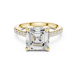 Gold Ring, Asscher center stone, Yellow Gold, view 4