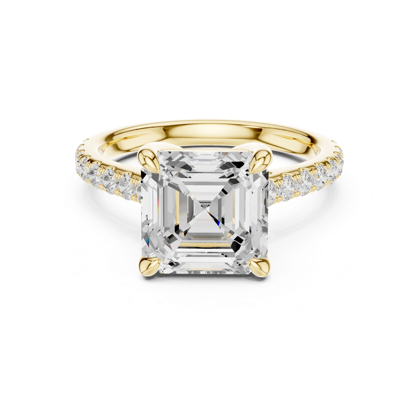 Gold Ring, Asscher center stone, Yellow Gold, view 4