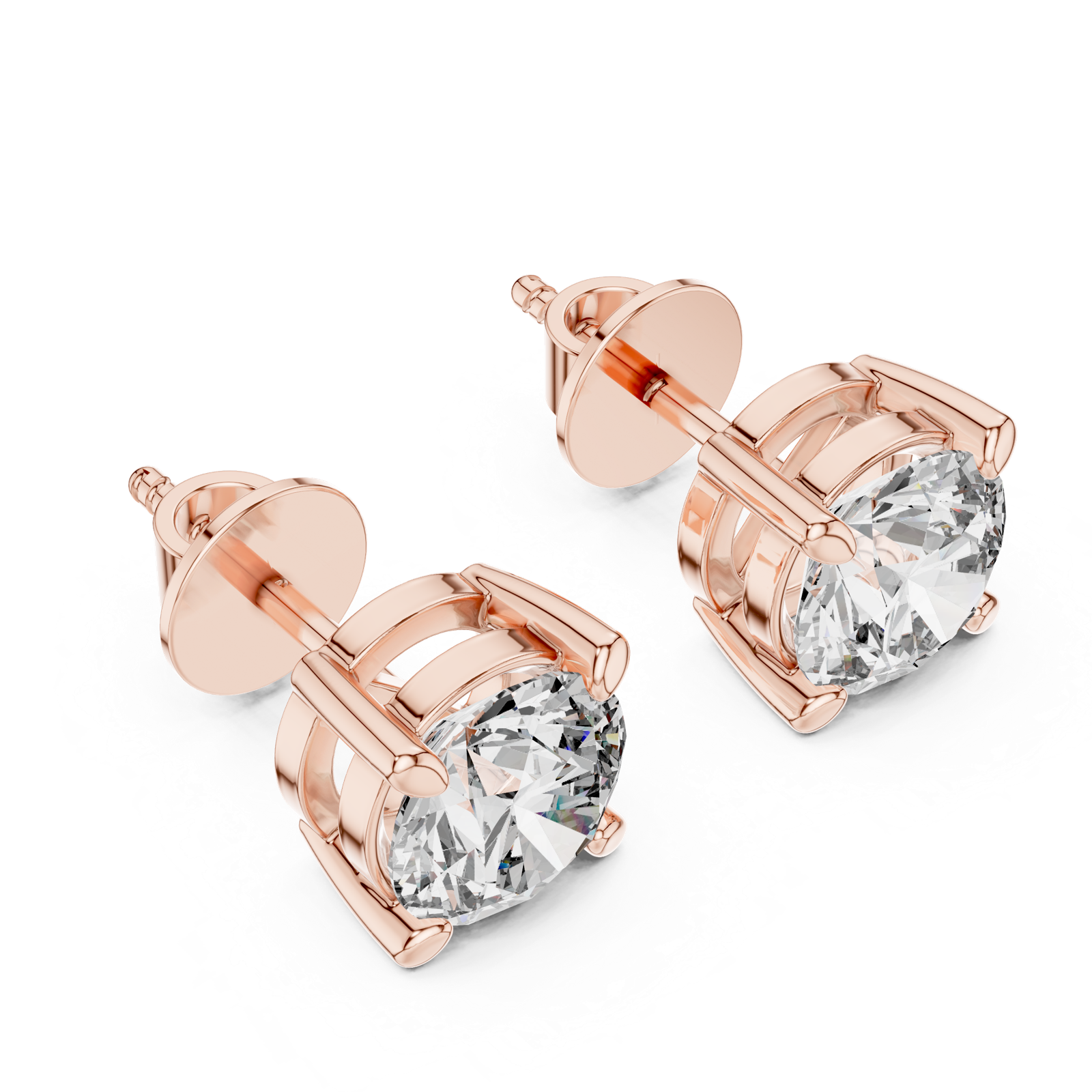 Gold Earrings ER-0016, Rose Gold, view 2