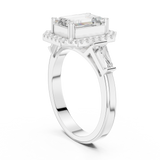 Gold Ring, Emerald center stone, White Gold, view 1