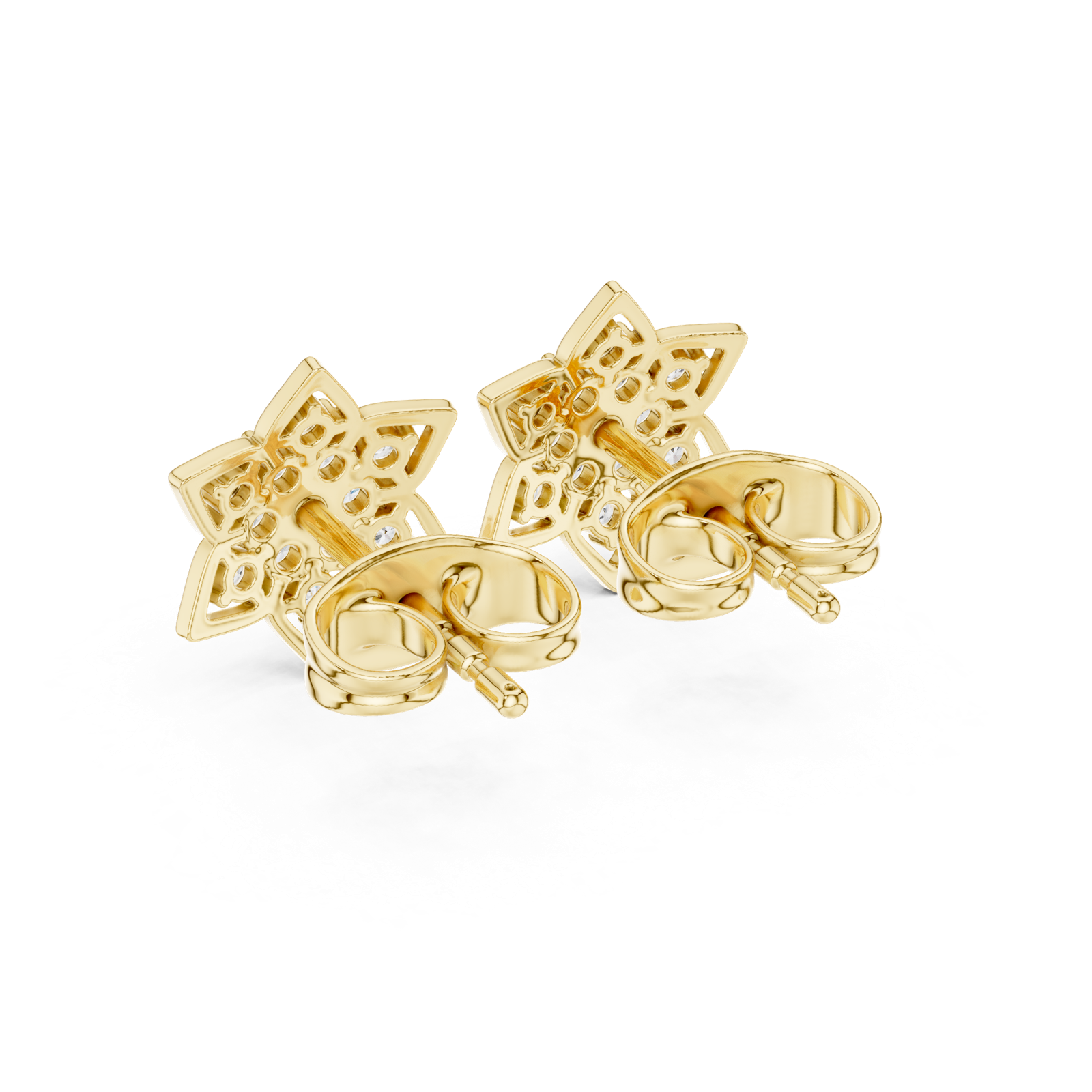 Gold Earrings 9-10085E, Yellow Gold, view 3