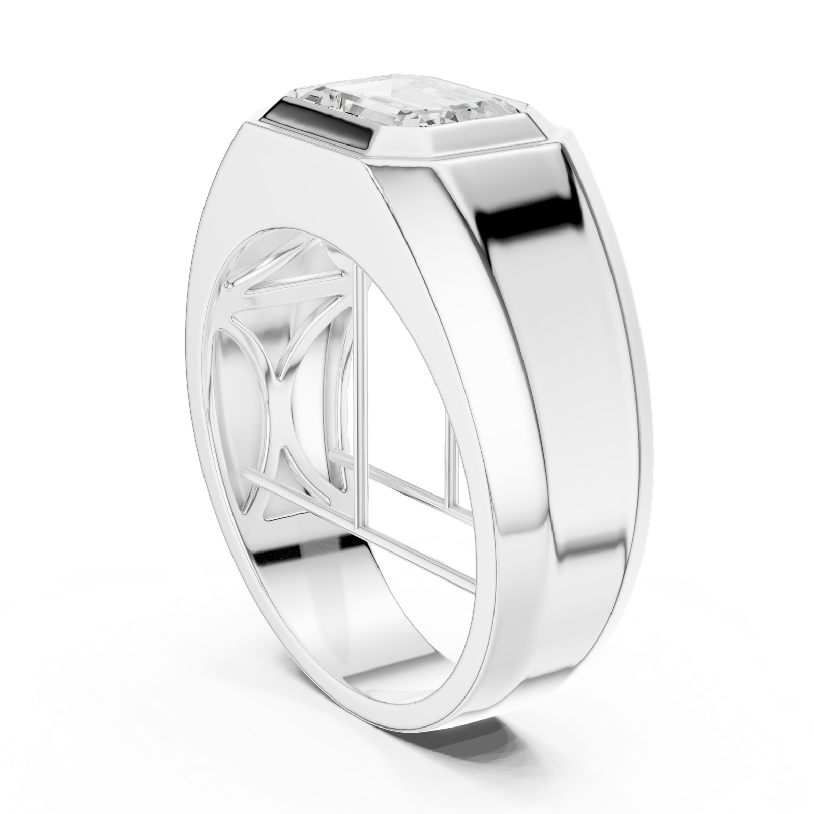 Gold Men's Ring GGR-0015, White Gold, view 1