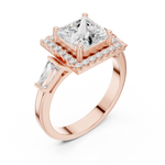Gold Ring DDLR-342, Princess center stone, Rose Gold, view 2