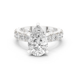 Gold Jewelry L35-63, Pear center stone, White Gold