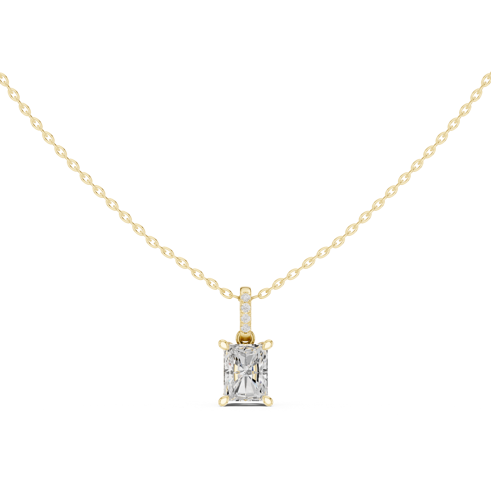 Gold Jewelry DDPO-009, Radiant center stone, Yellow Gold, view 4