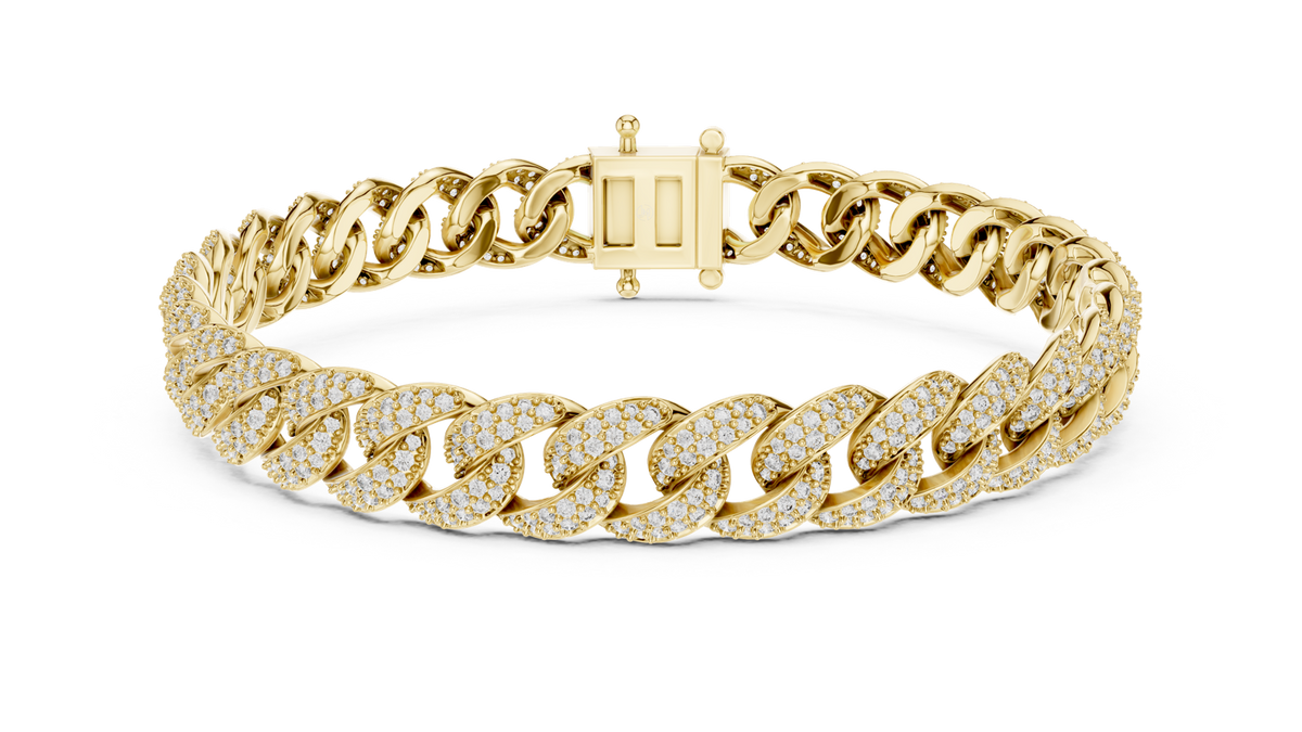 14K Solid Gold Lab Diamond Bracelet, Yellow Gold