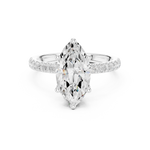 Gold Ring DDLR-161, Marquise center stone, White Gold, view 4