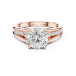 Gold Ring DDLR-253, Round center stone, Rose Gold, view 4