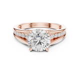 Gold Ring DDLR-253, Round center stone, Rose Gold, view 4