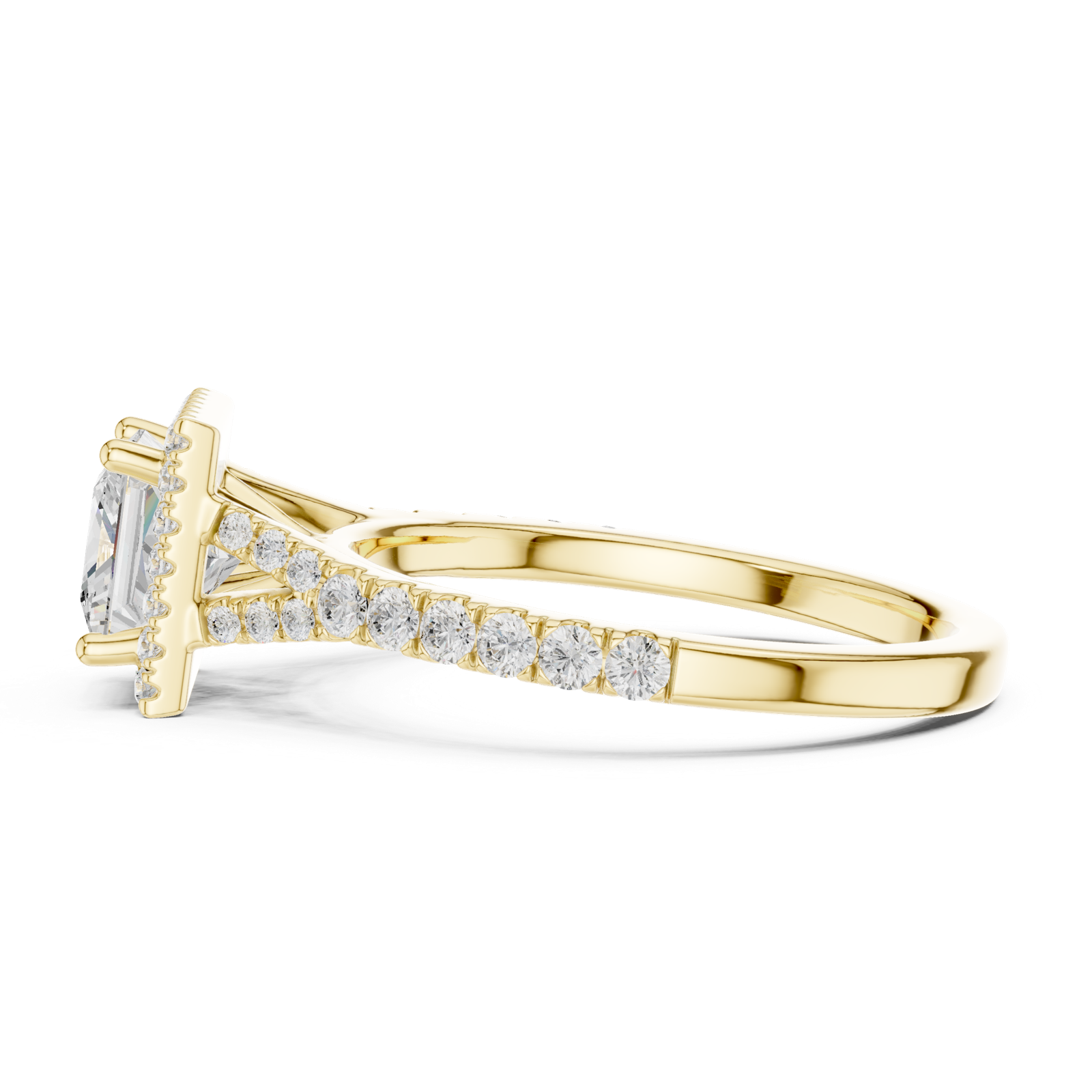 Gold Ring DDLR-043, Princess center stone, Yellow Gold, view 3