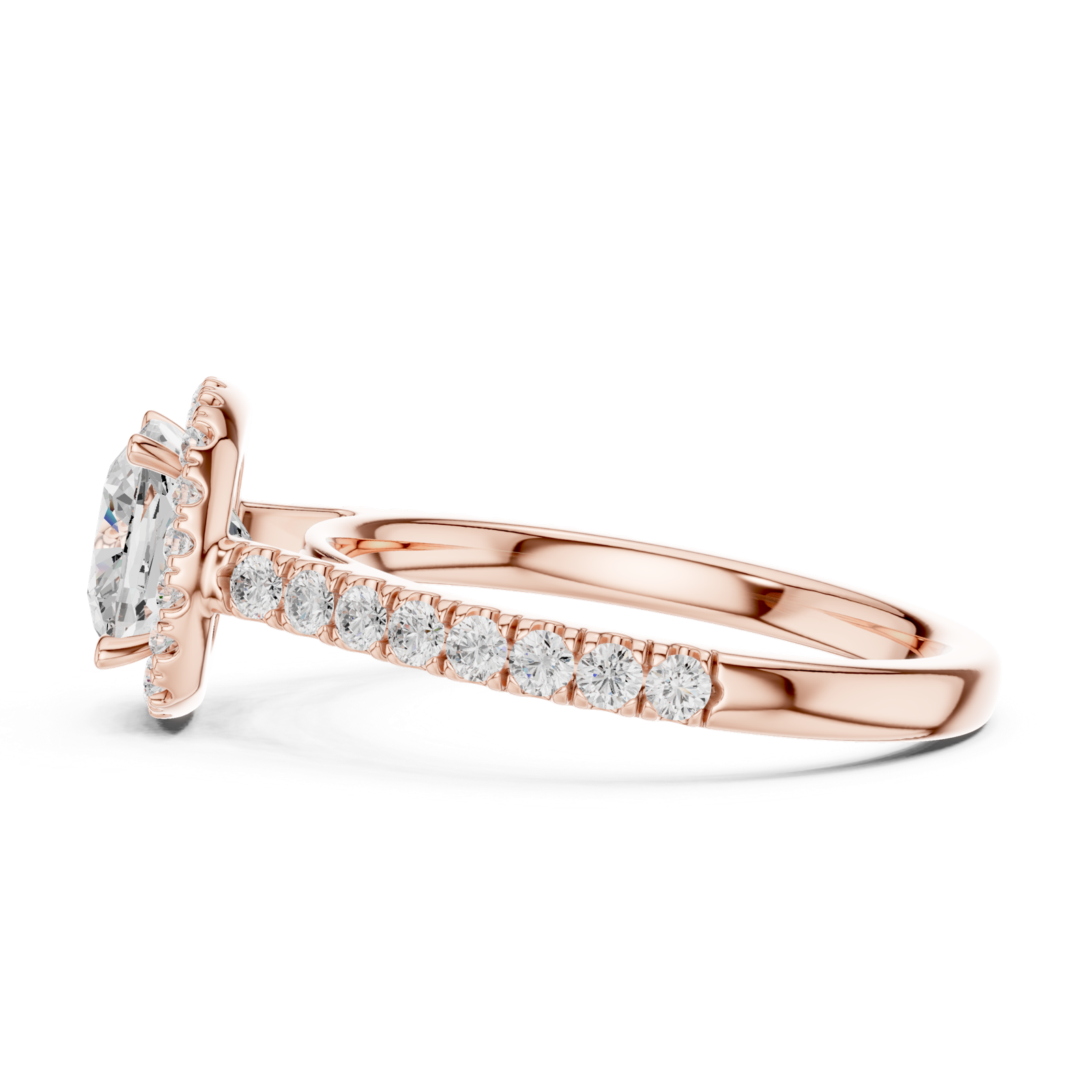 Gold Ring DDLR-118, Cushion center stone, Rose Gold, view 3