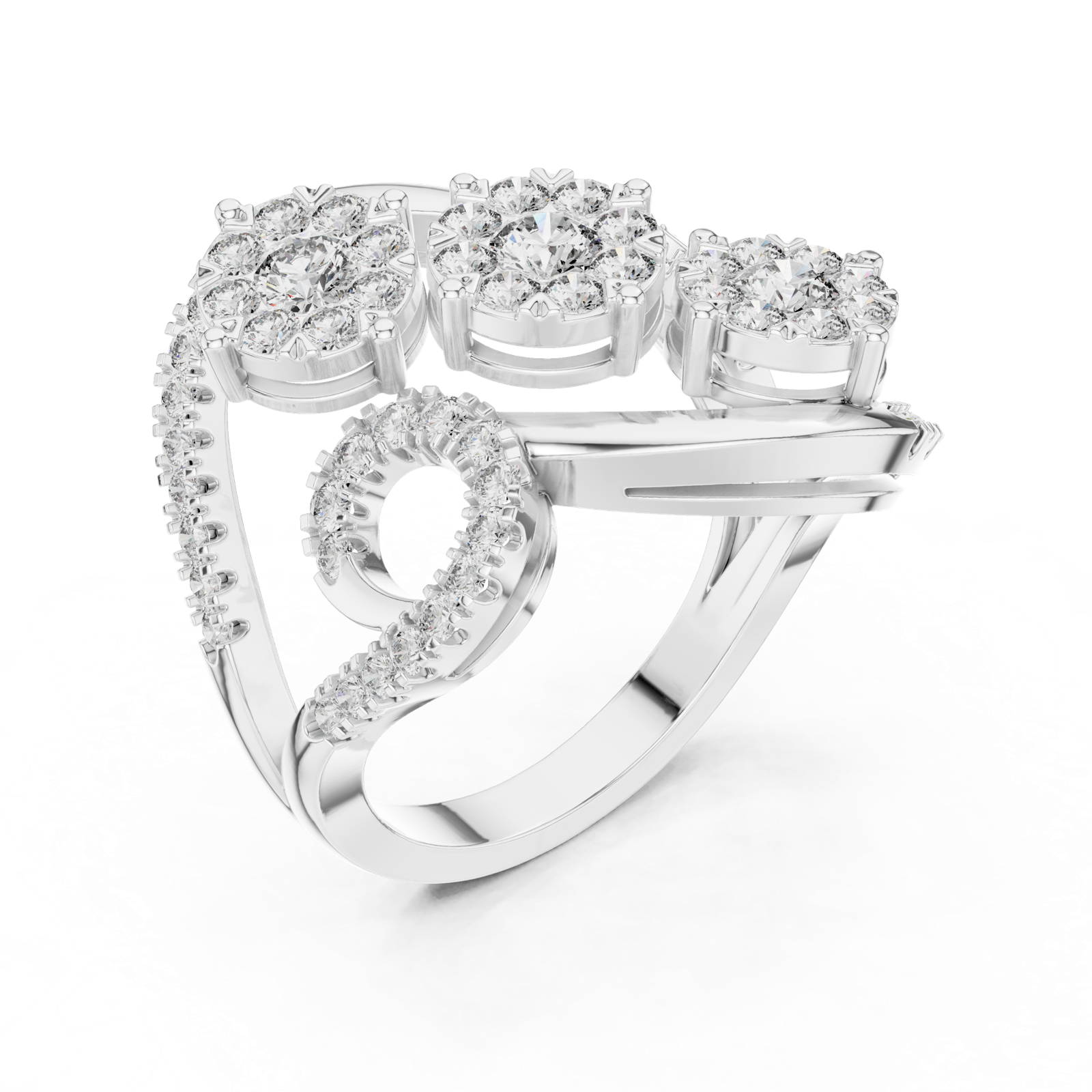Gold Ring 19-120002L, White Gold, view 2