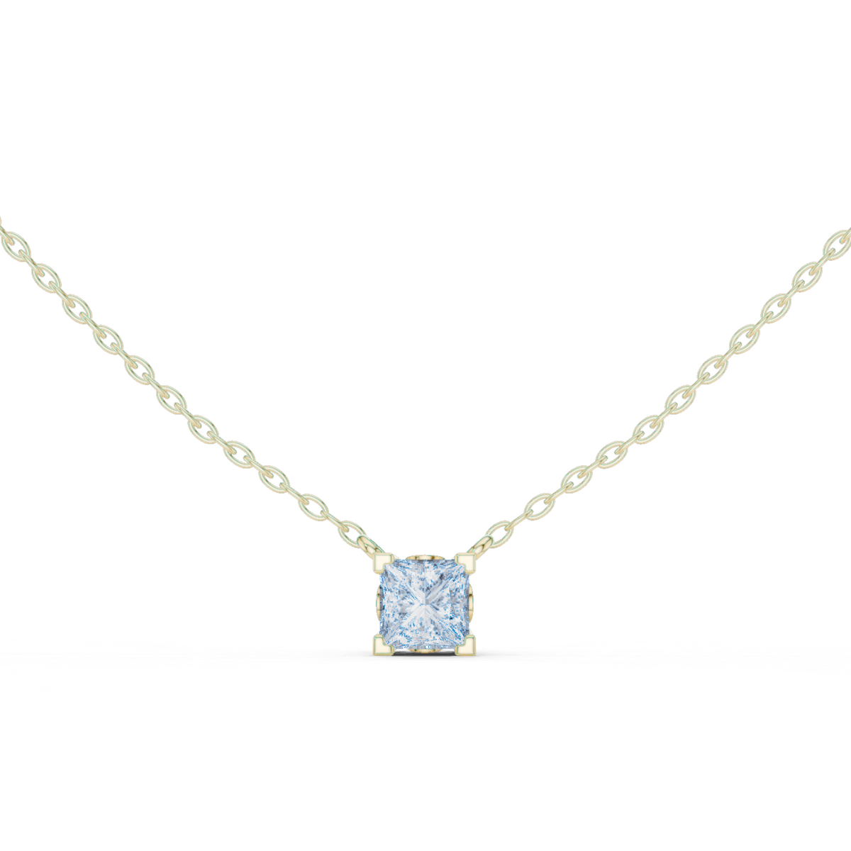 14K Solid Gold Lab Diamond Solitaire Pendant Necklace, Yellow Gold