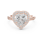 Gold Ring DDLR-349, Heart center stone, Rose Gold, view 4