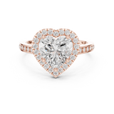 Gold Ring DDLR-349, Heart center stone, Rose Gold, view 4