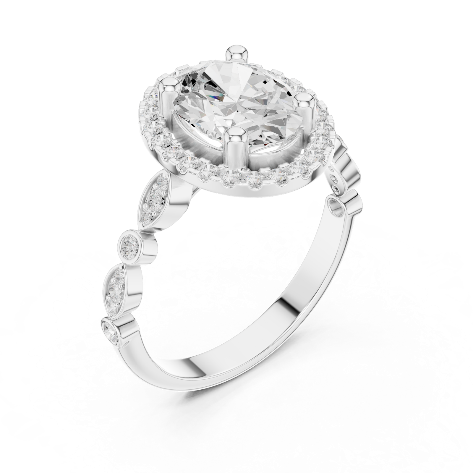 Gold Ring DDLR-340, White Gold, view 2