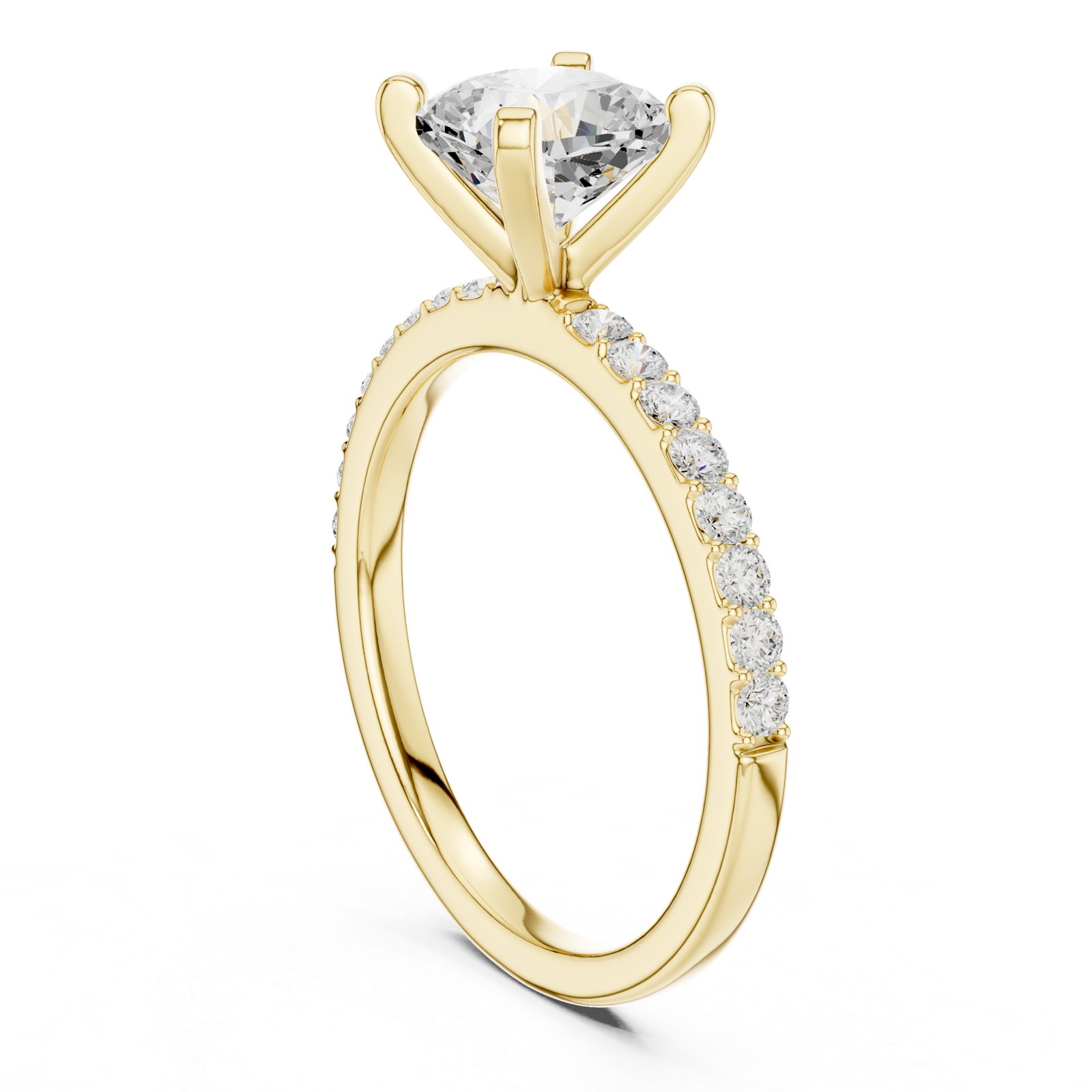 Gold Ring DDLR-040, Cushion center stone, Yellow Gold, view 1