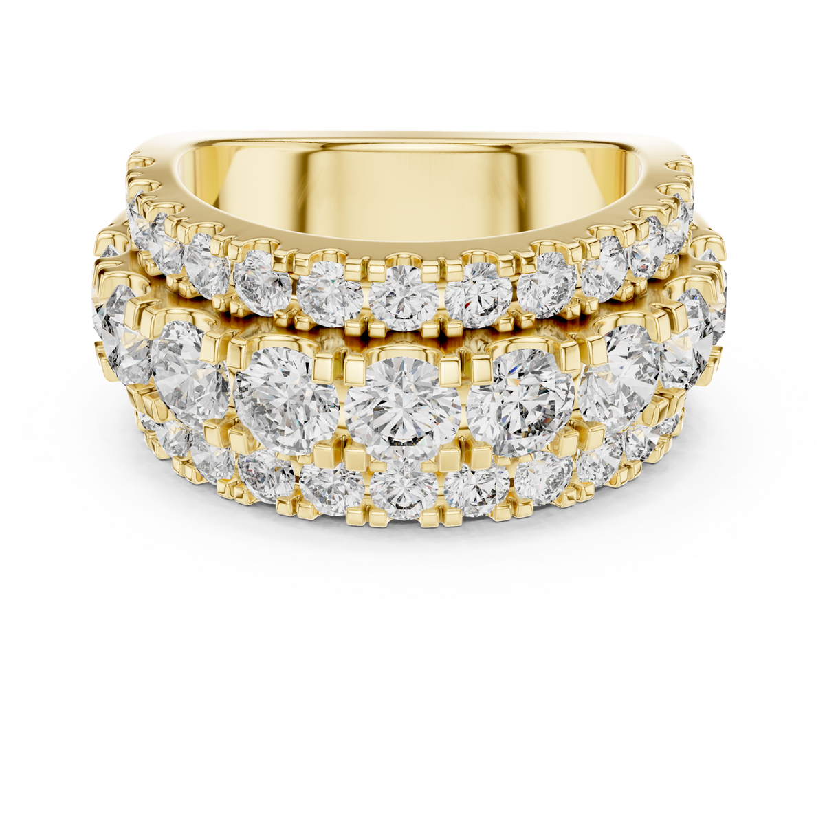 14K Solid Gold Lab Diamond Eternity Ring, Yellow Gold