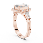 Gold Ring, Emerald center stone, Rose Gold, view 1