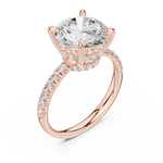 Gold Ring DDLR-259, Round center stone, Rose Gold, view 2