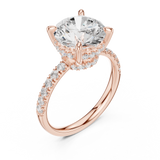 Gold Ring DDLR-259, Round center stone, Rose Gold, view 2