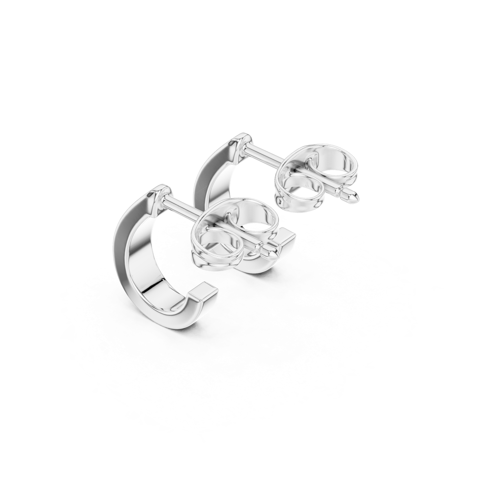 Gold Earrings SBER(15), White Gold, view 2