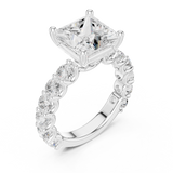 Gold Ring DDLR-087, Princess center stone, White Gold, view 2