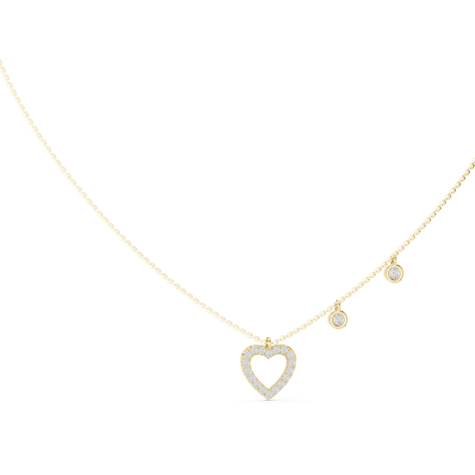 14K Solid Gold Lab Diamond Heart Pendant Necklace, Yellow Gold, view 1