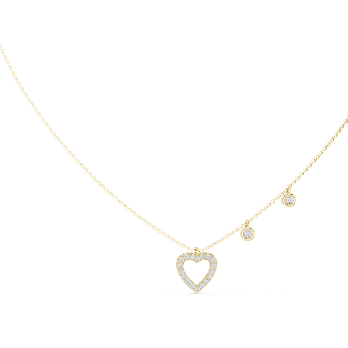 14K Solid Gold Lab Diamond Heart Pendant Necklace, Yellow Gold, view 1