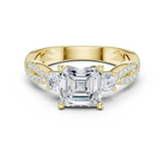 Gold Ring, Asscher center stone, Yellow Gold
