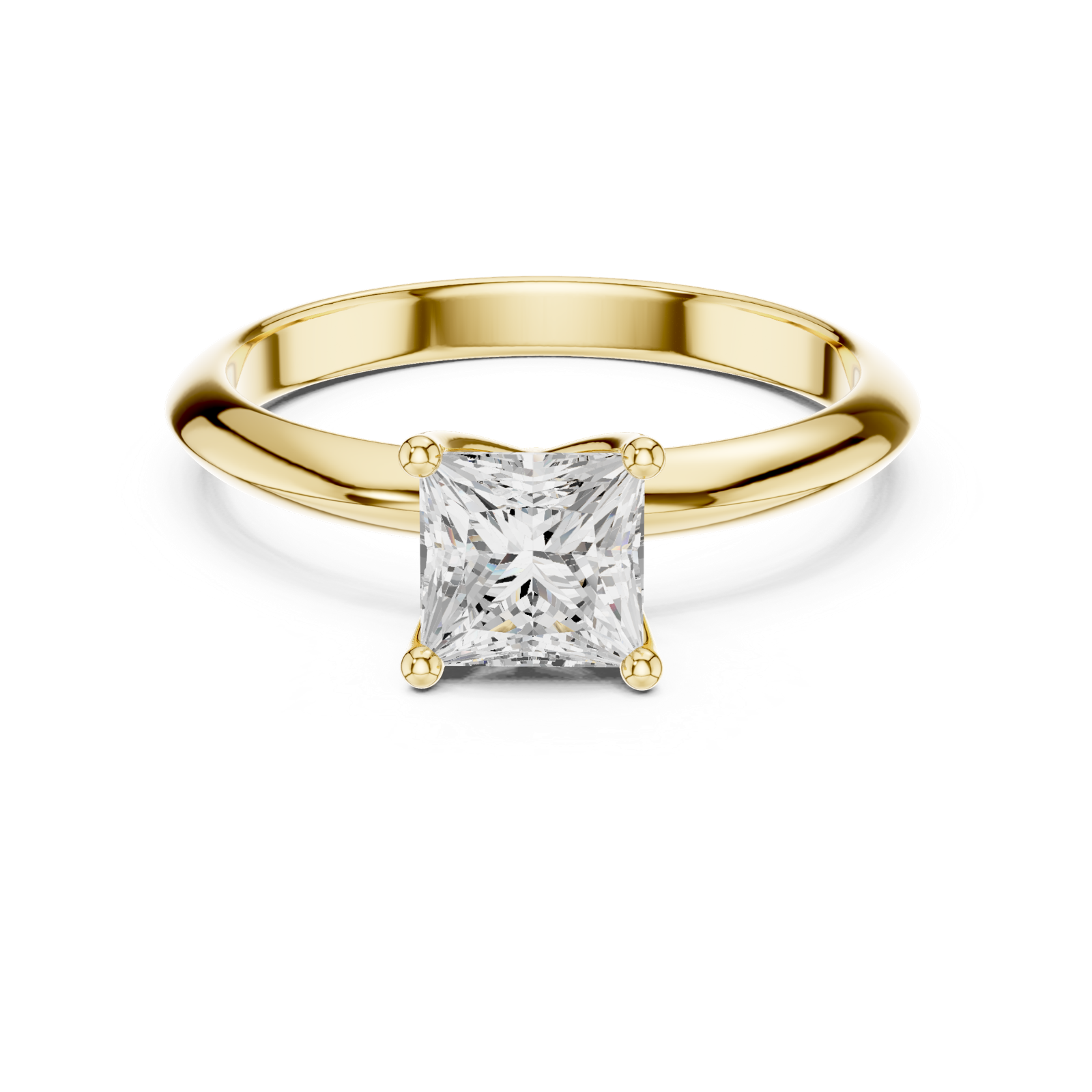 Gold Jewelry L36-6, Princess center stone, Yellow Gold, view 4