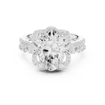 Gold Ring DDLR-442, Oval center stone, White Gold, view 4