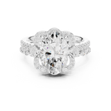 Gold Ring DDLR-442, Oval center stone, White Gold, view 4