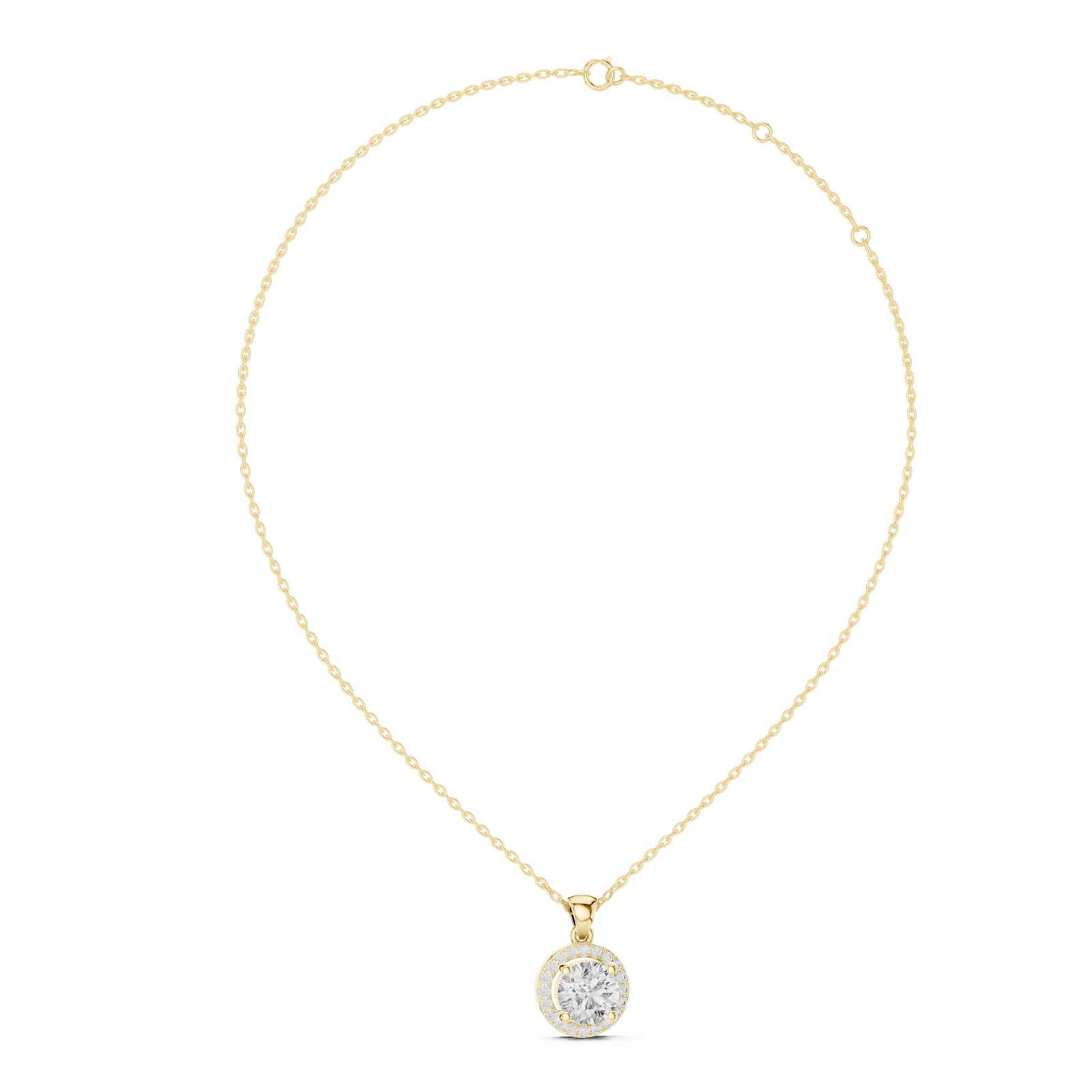 14K Solid Gold Lab Diamond Solitaire Pendant Necklace, Yellow Gold, view 1