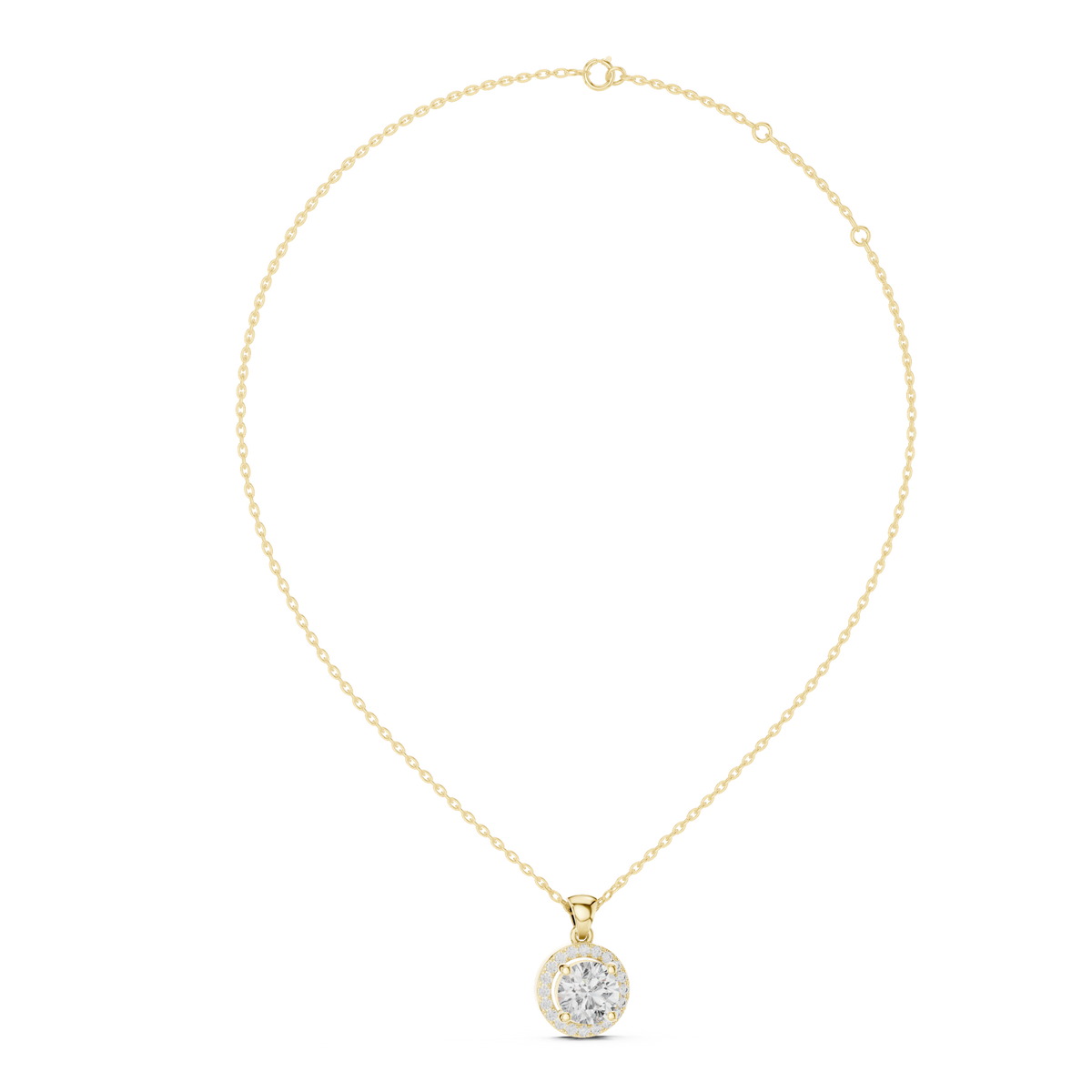 14K Solid Gold Lab Diamond Solitaire Pendant Necklace, Yellow Gold, view 1