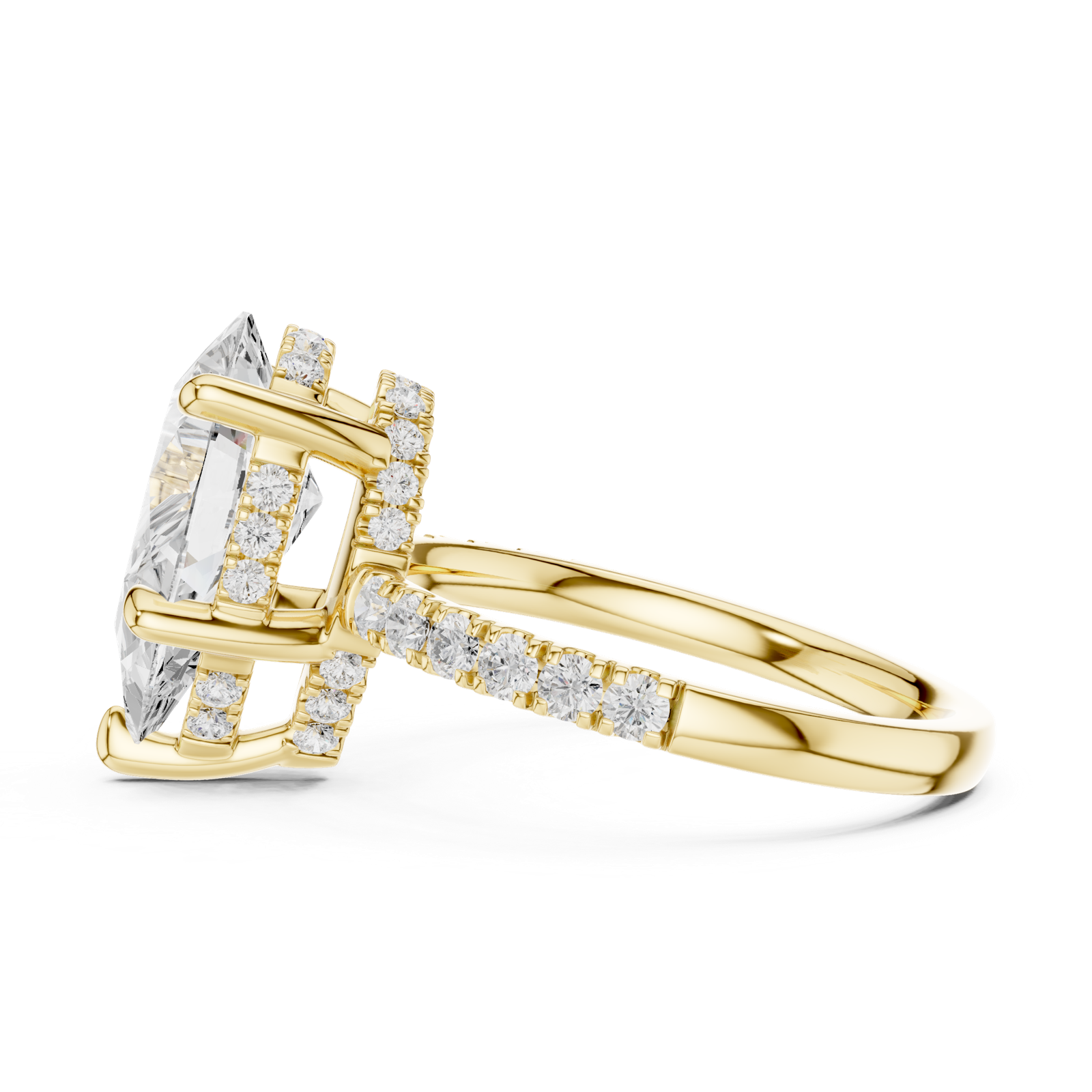 Gold Ring DDLR-259, Pear center stone, Yellow Gold, view 3