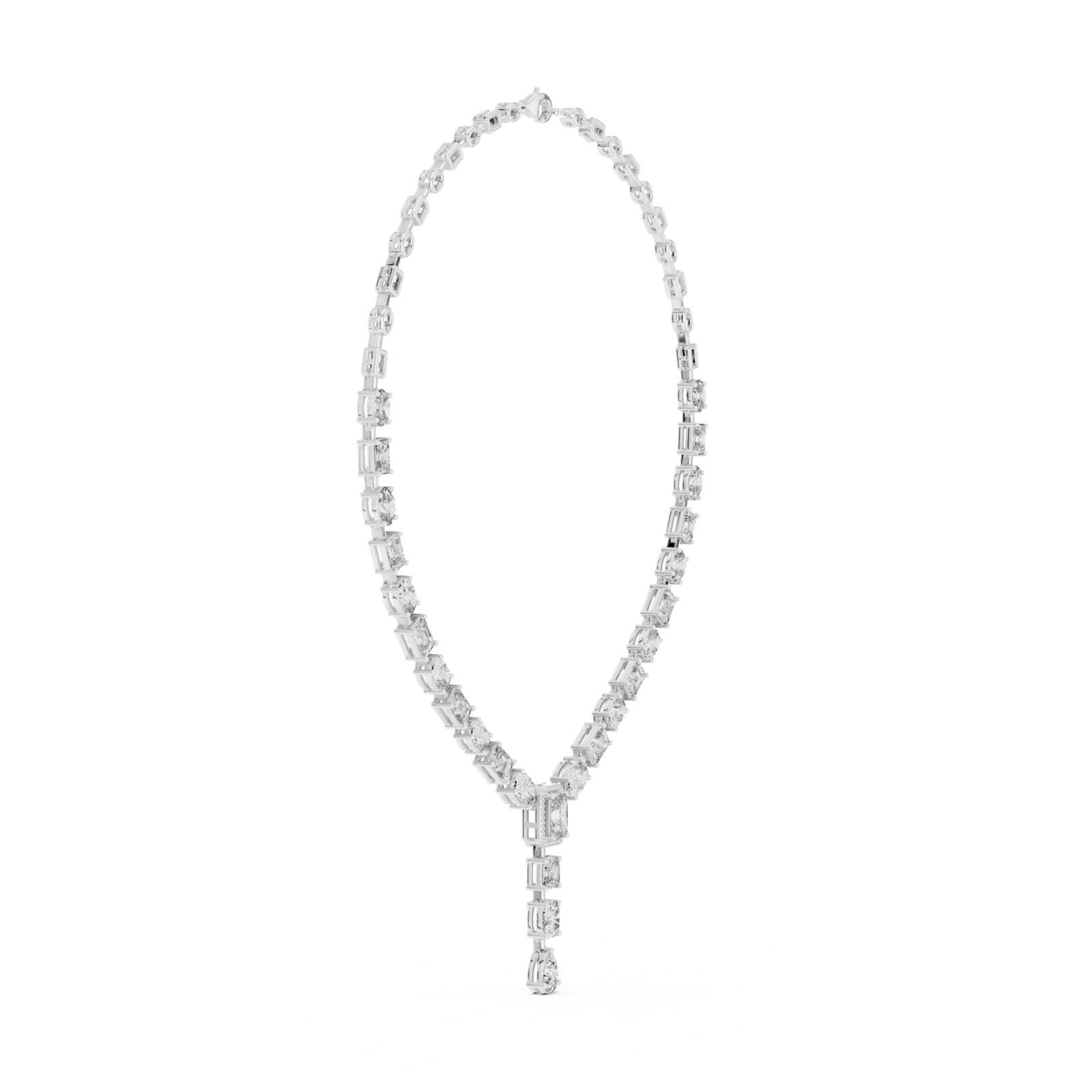 14K Solid Gold Lab Diamond Tennis Necklace, White Gold, view 3