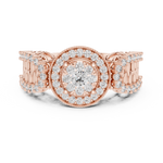 14K Solid Gold Lab Diamond Halo Ring, Rose Gold