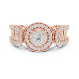 14K Solid Gold Lab Diamond Halo Ring, Rose Gold