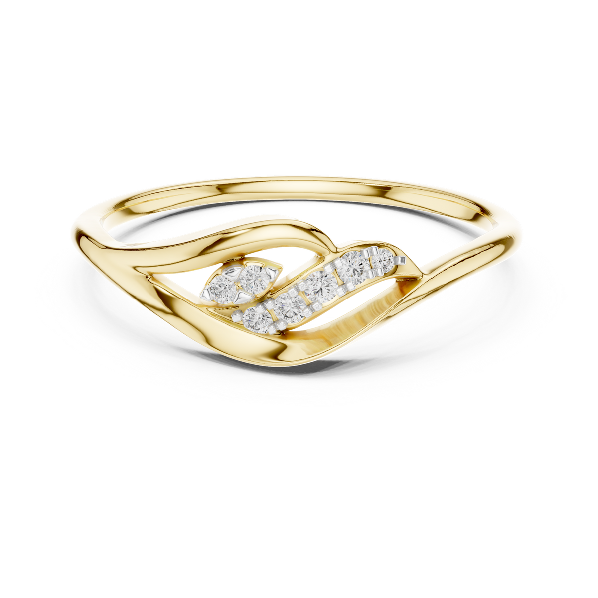 14K Solid Gold Lab Diamond Twist Ring, Yellow Gold