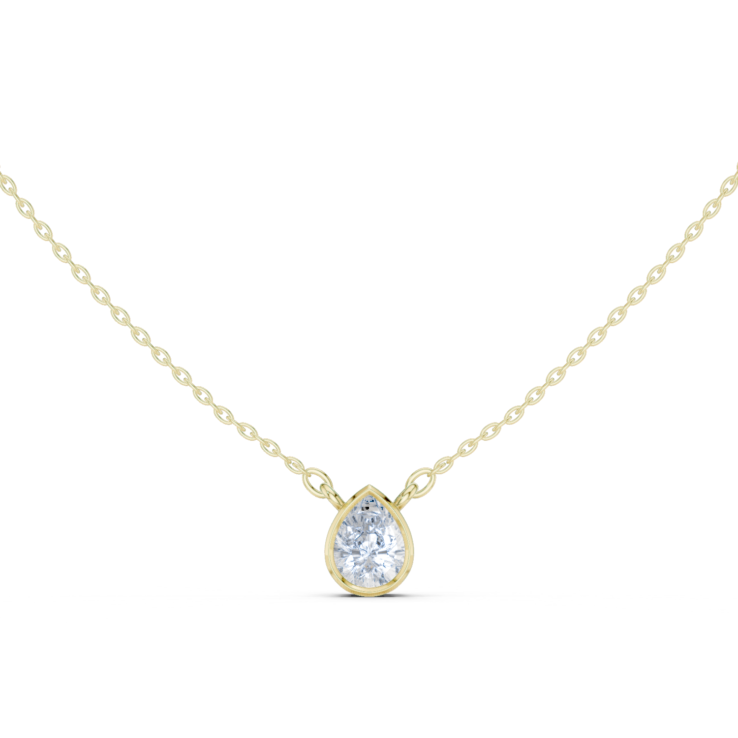 Gold Jewelry DDPS-001, Pear center stone, Yellow Gold