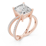 Gold Jewelry L36-25, Radiant center stone, Rose Gold, view 2