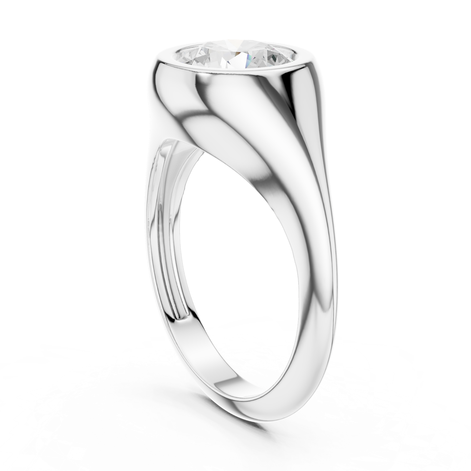 Gold Jewelry L36-4, Round center stone, White Gold, view 1