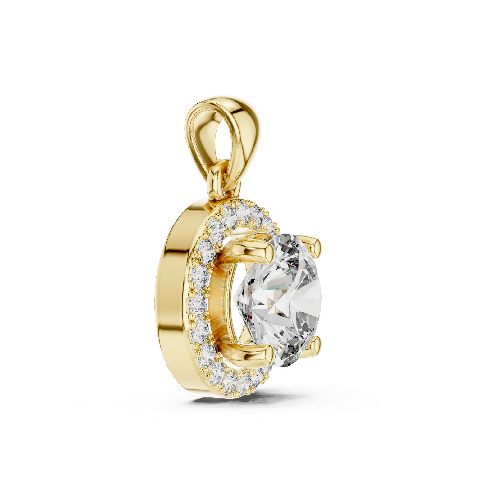 14K Solid Gold Lab Diamond Solitaire Pendant Necklace, Yellow Gold, view 3