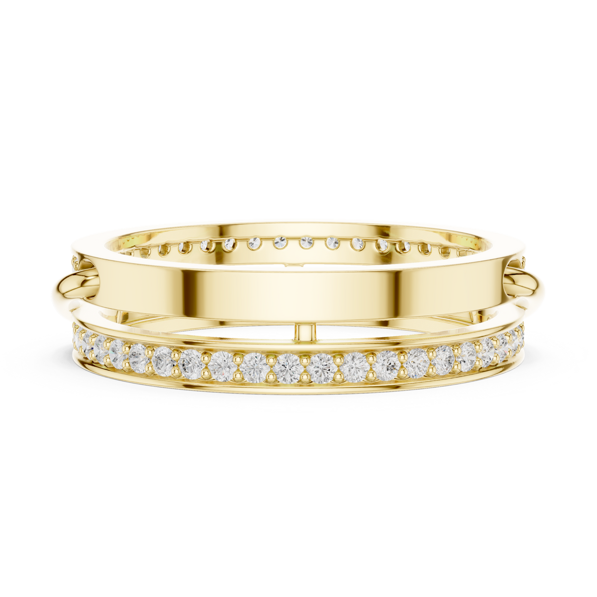 14K Solid Gold Lab Diamond Crossover Ring, Yellow Gold, view 3