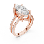 Gold Jewelry L36-13, Marquise center stone, Rose Gold, view 2